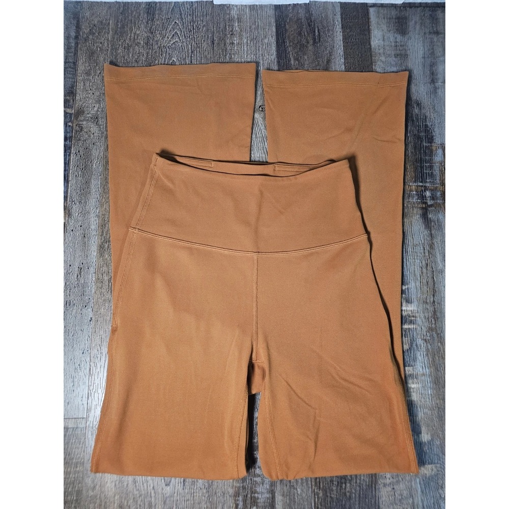 Lululemon Groove Super High Rise Flared Pants Sz 4 Nulu Fabric Butternut Brown